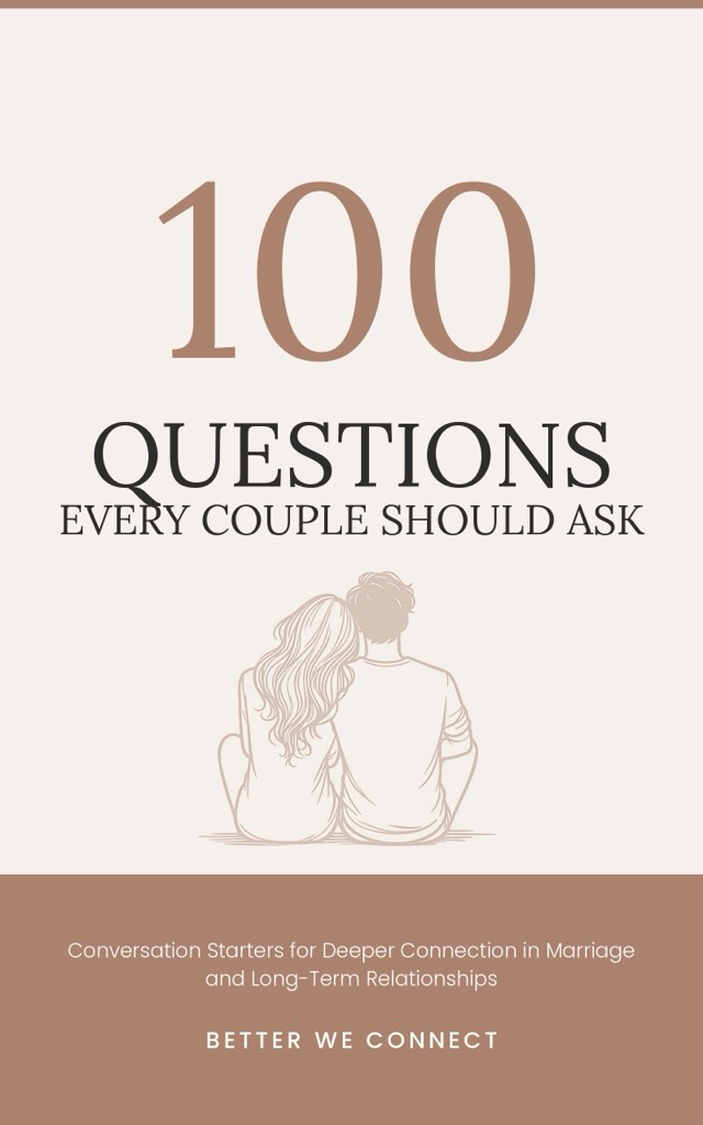Cover of 100 Questions Every Couple Should Ask by Better We Connect.